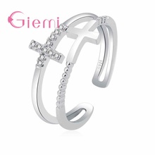 New Fashion Hollow Finger Rings Classic Double Cross Shape 925 Sterling Silver  Brand Jewelry for Women Open Resized Bijoux 2024 - buy cheap