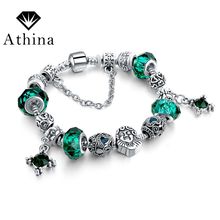 Pulseira feminina cristal verde, bracelete vintage para mulheres 925, joias para diy sbr160103 2024 - compre barato