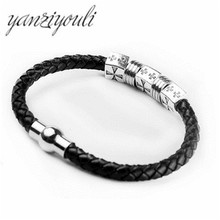 100% Pulseira De Couro Genuíno Das Mulheres Dos Homens Cruz de Aço Inoxidável Fecho Magnético Pulseiras Pulseiras Masculinas Jóias pulsera hombre 1425 2024 - compre barato