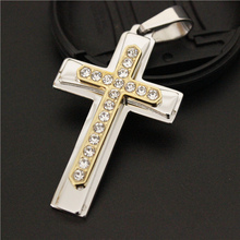 23g Newest Golden Jesus Cross Pendant With Crysstal Stones 2016 Fashion Cross Pendant For Women And Men 2024 - buy cheap