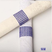 Guardanapo de plástico azul real barata, pacote de diamante, anel, fivela, guardanapo, fornecimento de casamento, decoração de casa, hotel 2024 - compre barato