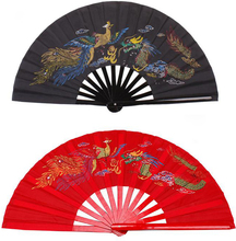 Leque de bambu preto/vermelho-fênix kung fu tai chi, 2 cores para fãs de artes marciais, fitness, taiji com bolsa de alta qualidade 2024 - compre barato