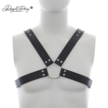 DAVYDAISY Men PU Leather Vest Adjustable Erotic BDSM Bondage Metal Rings Gay Chest Harness Adult Game Male Sexy Costumes TA506 2024 - buy cheap