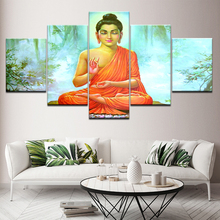 Pintura en lienzo de Buda Purnima Vesak en la India, arte de pared, pintura de papel tapiz Modular, Impresión de póster, decoración del hogar para sala de estar, 5 piezas 2024 - compra barato