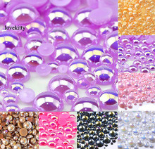 500Pcs Mixed 2-10mm Purple AB Half Round Pearl Beads Craft Cabochon Scrapbook Decoration Flatback Nail Art Garment Beads DIY 2024 - buy cheap