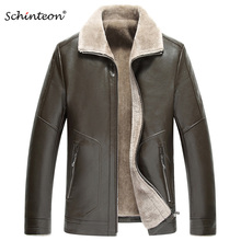 Schinteon XL-8XL Men Winter Leather Jacket with Warm Fleece Inside Lining Outwear Big Size Faux Leather Thick Coat Top Quality 2024 - buy cheap