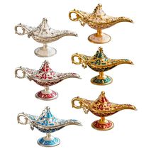 Metal Genie Lamp Light Wishing Teapot Retro Furnishing Articles Light Pot Decoration Home Ornaments 2024 - buy cheap