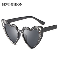 Sexy Cute Heart Sunglasses Women Luxury Diamond Mosaic Laser Love Shaped Sun Glasses Female Brand New Cat Eye Eyewear Pink Black 2024 - buy cheap