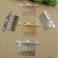 SEA MEW 20 PCS 75*55*45mm Metal Copper Filigree 10 teeth Hair Combs Base For Women Hair Comb Wedding DIY Jewelry Accessory 2024 - buy cheap