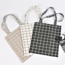 Female bag casual beach double  bag shopping bag daily necessities foldable shoulder bag plaid canvas handbag NB108 2024 - buy cheap