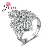 Anillo de dedo de cristal brillante para mujer y niña, joyería de plata de ley 925, regalo de aniversario de compromiso de boda 2024 - compra barato