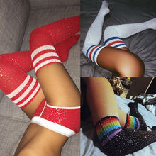 1 Pair Bling Bling Women Thigh High Over the Knee Socks Long Cotton Stockings Stocking Sexy Thigh High Stockings for Women 2024 - buy cheap