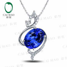 CaiMao 18KT/750 White Gold 2.19 ct Natural IF Blue Tanzanite AAA  0.12 ct Full Cut Diamond Engagement Gemstone Pendant Jewelry 2024 - buy cheap