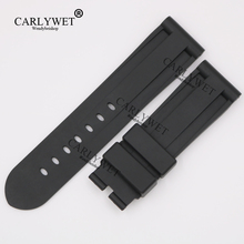CARLYWET 24 мм, оптовая продажа, новинка, черный водонепроницаемый силиконовый резиновый сменный ремешок для наручных часов, ремешок для Luminor 2024 - купить недорого