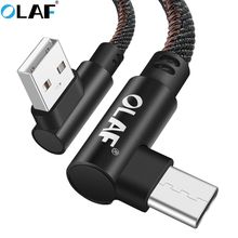 OLAF USB Type C 90 Degree Fast Charging usb c cable Type-c data Cord For Samsung S9 S8 Note 9 8 pocophone F1 USB Charger Cables 2024 - buy cheap