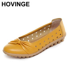 HOVINGE Summer Women Ballet Flats Genuine Leather Loafers Shoes Slip On Flat Heel Shoes Ladies Loafers Ballerina Flats 2024 - buy cheap