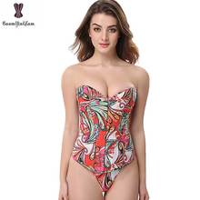 Butterfly Floral Print Corset Sexy Lady Summer Outwear Fashion Red, Blue, Green Corselet Top Overbust Plastic Bone Bustier Women 2024 - buy cheap