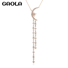 GAOLA Cute Moon Necklaces Pendants Silver Color Cubic Zirconia Jewelry Chain Necklace For Women GLD1372 2024 - buy cheap