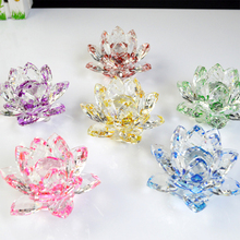 140mm/200mm BIG SIZE 1pcs Colorful Crystal Lotus Flower Crafts Glass Paperweight Fengshui Ornaments Figurines Home Wedding Decor 2024 - buy cheap