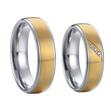 Alianzas de color dorado para hombre y mujer, joyería de acero de titanio, anillos de boda 2024 - compra barato
