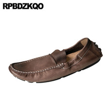 brown british style flats european genuine leather soft soled slip on moccasins driving loafers luxury men shoes italy brand 2022 - buy cheap