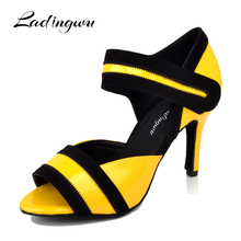 Ladingwu Yellow Shoes Dance Latin Women Tango Waltz Dance Shoes PU Ballroom Dancing Shoes  Woman zapatos de baile latino mujer 2024 - buy cheap