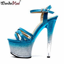 Wonderheel super high heel 17cm stiletto  heel fetish High Heel platform heel buckles straps women night club party sexy sandals 2024 - buy cheap
