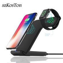 Carregador sem fio qi para apple watch 4, 3, 2 e 1, carregamento rápido para iphone x, xs max, xr, 8 plus e xiaomi mix 2s e samsung s9 2024 - compre barato