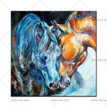 High Quality Modern Wall Decor Picture Horse Oil Painting for Bedroom Hand-painted Modern Abstract 2 Horses Oil Painting 2024 - buy cheap