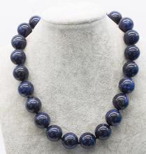 beautiful blue round 14 mm necklace 18" nature nature wholesale beads 36" 2024 - buy cheap