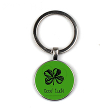 Irish good luck crazy wedding keychain four-leaf clover S glass dome key chain gift 2024 - buy cheap