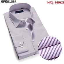 Camisa masculina manga longa listrado formal tamanho maior grande 5xl 6xl 7xl 8xl 10xl 9xl solto 14xl escritório de negócios camisa 12xl branco rosa 2024 - compre barato