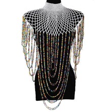 Dudo loja de joias de noiva feminina, conjunto de joias estilo nigeriano com contas africanas, artesanais, ombro para casamento, colar zulu 2019 2024 - compre barato
