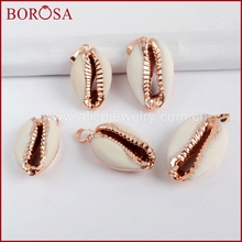 BOROSA 10pcs Rose Gold Color Natural Shell Pendant Beads Cowrie Shell Necklaces Pendants for Women Jewelry G1522-2 2024 - buy cheap