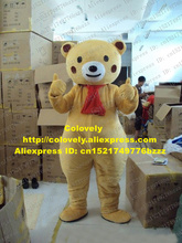 Fantasia mascote urso de pelúcia marrom likável, mascotte adulto com pequenos olhos redondos pretos, grande, cabeça feliz rosto no.2069, frete grátis 2024 - compre barato