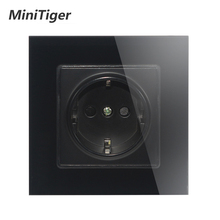 Minitiger-tomada de parede aterrada com painel de vidro cristalino, suporte para saída de energia elétrica, 16a, padrão europeu, 86x86mm 2024 - compre barato