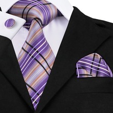 Gravata roxa com lenços e abotoaduras, gravatas de seda masculinas formal para casamento e festa, noivado, 100% 2024 - compre barato