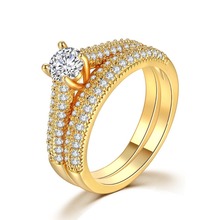 Женский набор колец MxGxFam, модное Золотое кольцо 24 к с фианитом AAA + 2024 - купить недорого