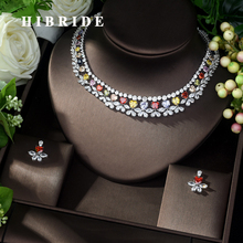 HIBRIDE High Quality Multi-color Zirconia Wedding Jewelry Set Heart Shape  Bridal Necklace and Earring ensemble de bijoux N-1037 2024 - buy cheap