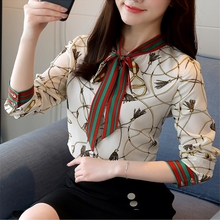 2019 Spring Women Elegant Party Loose Button Shirt Turn-down Collar Female Leopard Print Knot Front Long Sleeve Blouse 2024 - buy cheap
