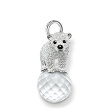 925 Sterling Silver White Zirconia Polar Bear Stand on Crystal Pendants Fit Chains Necklaces, Most Fashion Jewelry For Women Men 2024 - buy cheap