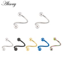 Alisouy 1pc S Labret Nose Ring surgical Stainless Steel Bar ball Spiral Twister Tragus Ear Piercing Helix ring Body Jewelry 2024 - buy cheap