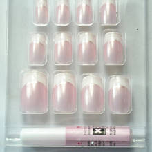 Biutee 12pcs Acrylic French Short False Full Nails Pink Cute Style False Nail Tips Designed With Glue DIY Nail Lovely Fashion 2024 - buy cheap