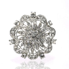 2 Polegada estilo vintage ródio prata chapeado strass cristal diamante bouquete grande broche 2024 - compre barato