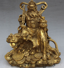 SUIRONG---607+++9" Chinese Folk Bronze Riding tiger Money Wealth Yuanbao Coin God Mammon Statue 2024 - buy cheap