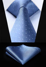TD606B8S Blue Polka Dot 3.4" Silk Tie set party wedding Pocket Square Woven Men Tie Necktie Handkerchief Set 2024 - buy cheap