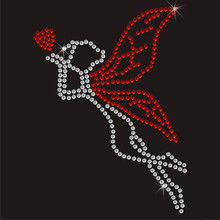 2pc/lot fairy love patches hot fix rhinestone transfer motifs sticker  iron on crystal transfers design applique patches 2024 - buy cheap