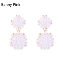 Elegant Resin White Flower Pendant Studs Earrings For Women Chunky Alloy Statement Post Earrings Fashion Jewelry Pendientes 2024 - buy cheap