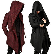 Плащ мужской асимметричный, красный, черный, в готическом стиле, с капюшоном, верхняя одежда, X9105 2024 - купить недорого