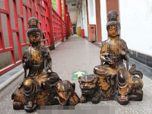 Bir 005823 19 "Tibet Budismo Fane Old Bronze Gild Bodhisattva Buda estátua Wenshu puxian 2024 - compre barato